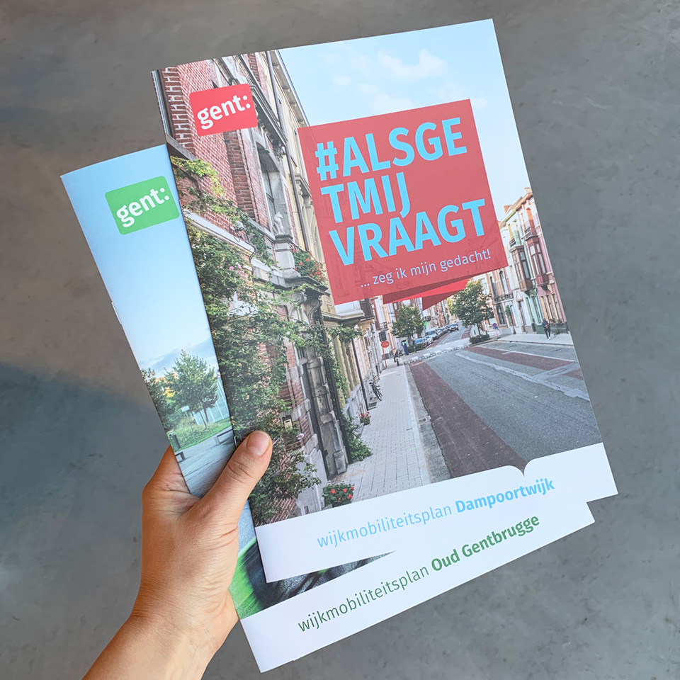 brochure voor participatiecampagne #alsgetmijvraagt voor de wijkmobiliteitsplannen Stad Gent