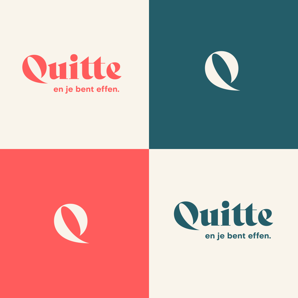 Het logo van Quitte in rood en groen