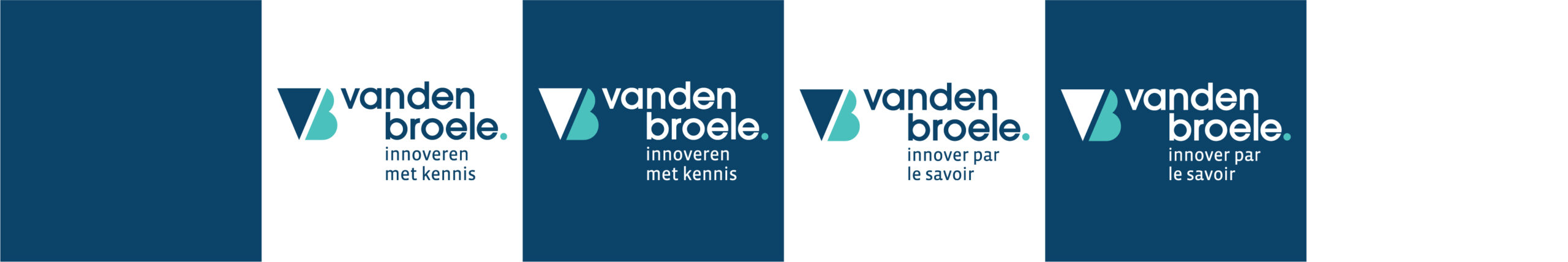 Het logo van Vanden Broele met baseline in NL en FR
